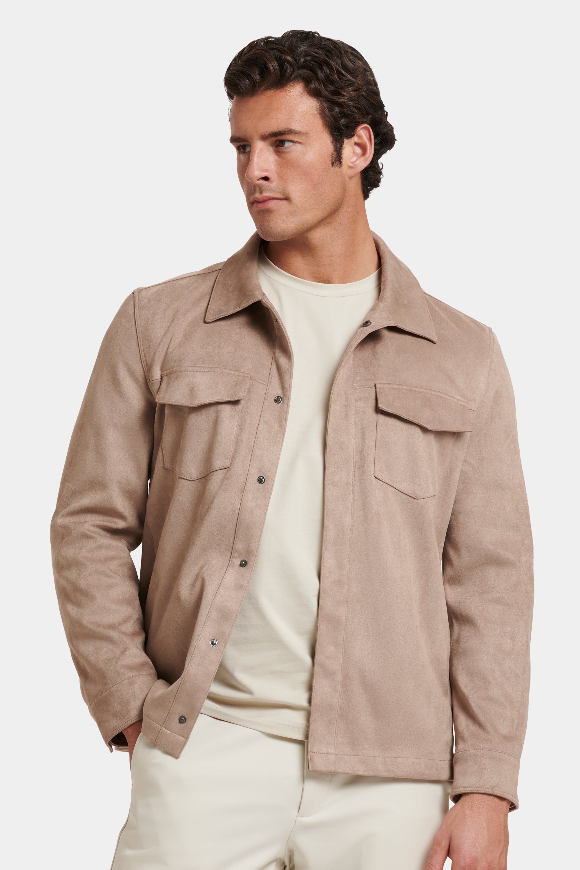 THE PIO FAUX SUEDE OVERSHIRT