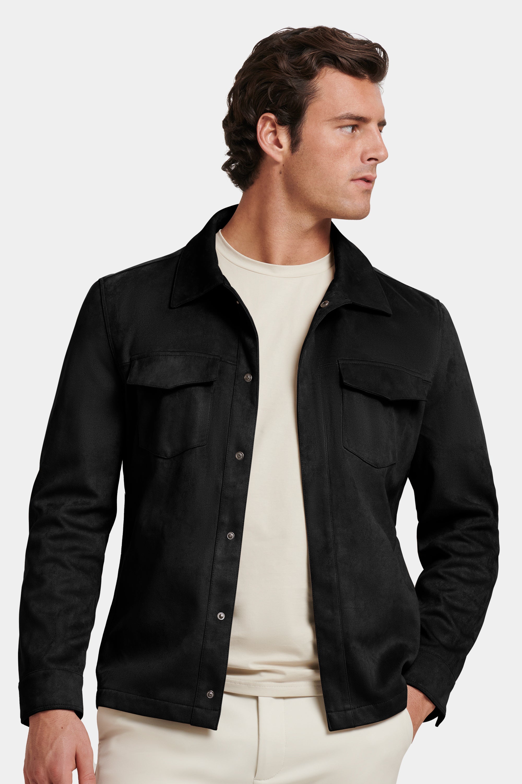 THE PIO FAUX SUEDE OVERSHIRT