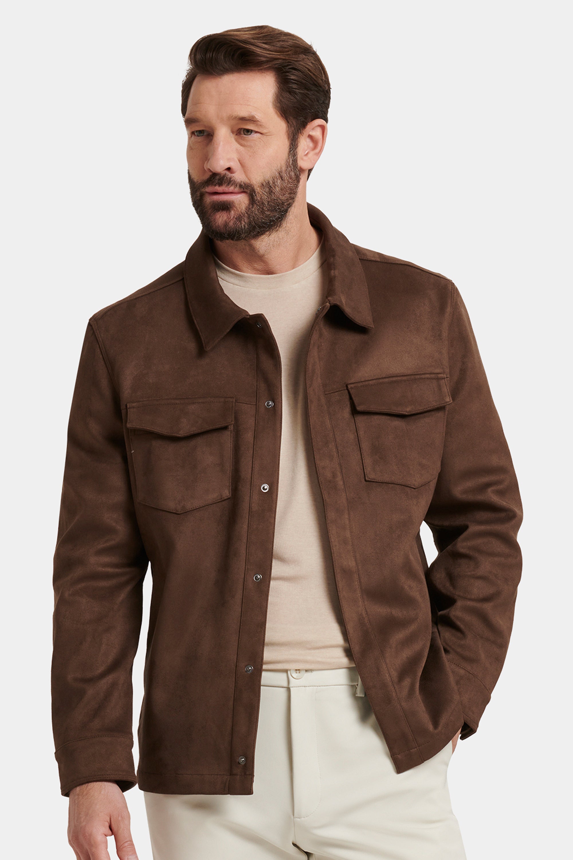 THE PIO FAUX SUEDE OVERSHIRT
